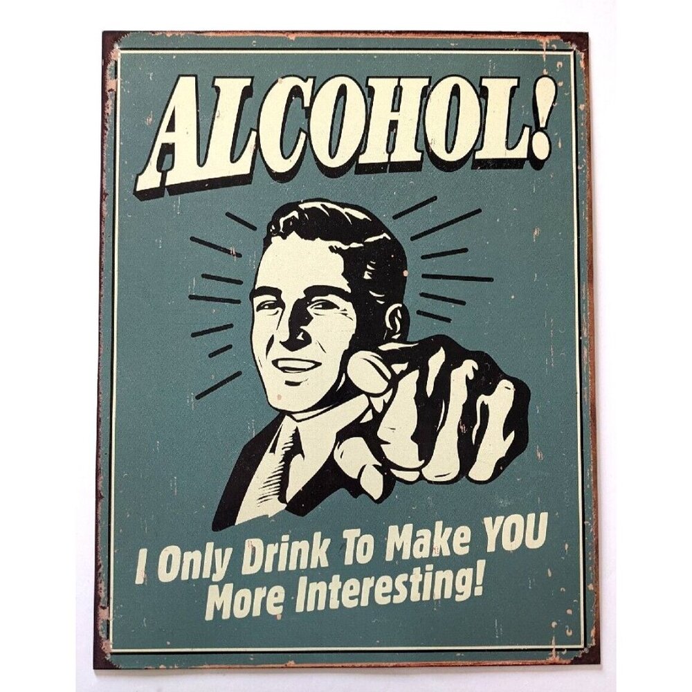 Tin Sign Wall Art Bar Man Cave Decor Retro Style Distressed 12*16" Made In USA